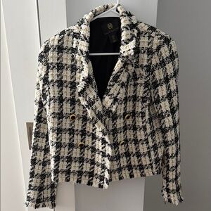 House of Harlow Black and Cream Tweed Blazer